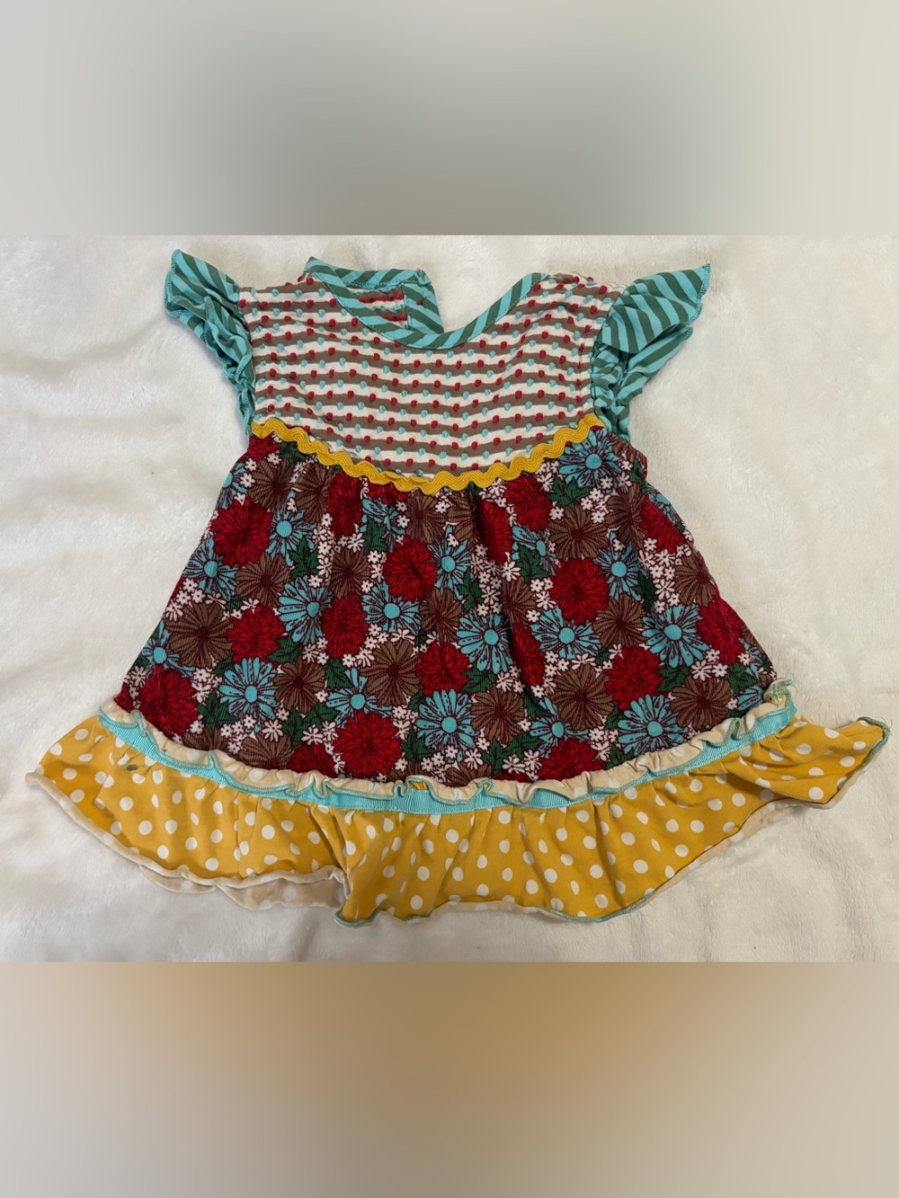 Matilda Jane Toddler Girl Floral & Polka Dot Short Sleeve Play Dress Top